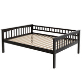 Full Over Full Bunk Bed With Drawers, Convertible Beds, Gray