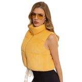 Cropped Stand-collar Sleeveless Jacketvest