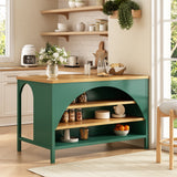 56" Farmhouse Kitchen Island with Open Storage