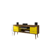 Modern Design TV Stand with Concealed Storage - White or Yellow