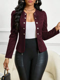 Womens Double-breasted Long-sleeve Suit Jacket Without Lining