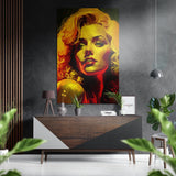 Golden Yellow Painterly Blonde Brushed Aluminum Dibond Wall Art