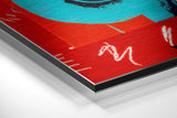 Turquoise Dollar Sign on Red Brushed Aluminum Dibond Wall Art