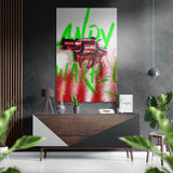 Red Revolver Green Spray Graffiti Brushed Aluminum Dibond Wall Art