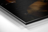 Red Velvet Coat Lion With Brandy Brushed Aluminum Dibond Wall Art