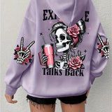 Retro Skull Graphic Long-Sleeve Sweatshirt