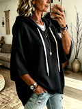Women's Oversized Batwing Sleeve Hoodie – Loose Fleece Pullover