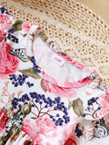 Children's Floral Ruffle Trim Top & Distressed Jeans Set