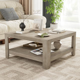 Square Coffee Table With Storage, Light Ash, 34-Inch