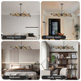 Modern Industrial Sputnik 8-Light Chandelier with Adjustable Height - Black