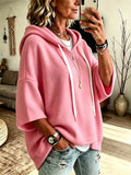 Women's Oversized Batwing Sleeve Hoodie – Loose Fleece Pullover