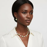 AKA Pink & Green Marbled Bead Linked Gold Chain Necklace & Earring Set
