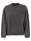 Brunello Cucinelli Women Cashmere Sweater With Breast Pocket And Necklace