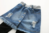 Autumn New Korean Style Girls Denim Skirt Pants - # GIAA21710001
