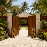 24-Inch Lion Statue, Resin Outdoor Guardian Sculpture, Gold