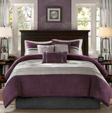 7 Piece Purple Faux Suede Comforter Set Full Size