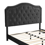 Queen Upholstered Bed Button Tufted with Curve Design
