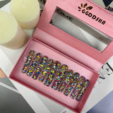GGddsha Long Nail Designs Reusable PMMA AcrylicBaroque Glass Style Press-on Nails With Box Gifts ForWomen,Mosaic Mirage