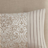 12 Piece Jacquard Comforter Set with Bed Sheets Khaki Cal King
