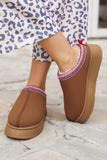 Chestnut Contrast Print Suede Plush Lined Snow Boots