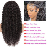 32Inch Deep Curly Wave Lace Front Wig Human Hair 13×4 Lace Frontal Wig for Women