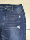 Plus Size Slim Fit Distressed Jeans