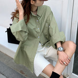 Spring Autumn Long Sleeve Thin Shirt And PU Jacket Two Piece Set