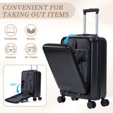 ABS Spinner Wheel Luggage Set with Cosmetic Case - Black