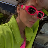 Retro Trendy Rectangle Sunglasses Women Men Vintage 90S Small Narrow Square Sunglasses B2322