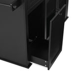 54.2" Mobile Kitchen Island with Glass Door Storage & Trash Bin Cabinet