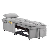4 in 1 Multi-Function Single Sofa Bed with Adjustable Backrest - Gray