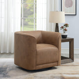 Brown Swivel Accent Chair with Swivel Base - Badlands Saddle