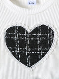 Children's Plaid Heart Top and Skirt Set
