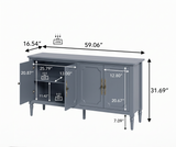 Mid Century Wood Buffet Sideboard, Grey Wash, 59-Inch Wide