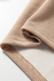 Dark Khaki Thermal Textured Leopard Drawstring Baggy Hoodie