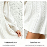 Women's V-Neck Cable-Knit Pullover Dress