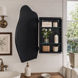 33.5"x22" Irregular Cloud-shaped Surface Mount Mirror Cabinet, Metal Frame Bathroom Medicine Cabinet with Adjustable Glass Shelves, Decorative Storage Mirror for Bathroom Entryway Bedroom, Matte