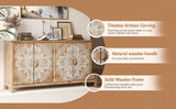 60" Wood Accent Cabinet with 4 Doors - Antique Brown and White