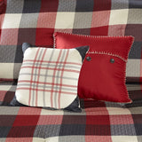 7 Piece Herringbone Comforter Set - Red California King