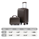ABS Spinner Wheel Luggage Set with Cosmetic Case - Brown