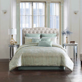 Vesta Gold Satin Circle-Quilted 7-Piece Comforter Set - Gold