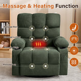 Massage Swivel Recliner Chair with Vibration Massage and Lumbar Heating for Adults,350LBS Oversized Rocker Recliner Single Sofa with Side Pocket,cup holder and USB Charge Port for Living Room
