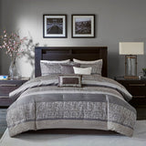 7 Piece Jacquard Comforter Set Grey/Taupe California King
