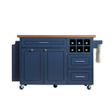 51.54" Rolling Kitchen Island Cart with Drop-Leaf