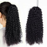 Kinky Curly Drawstring Ponytail Human Hair Brazilian Afro Clip in Extensions for Black Women Remy 150G 4 Combs