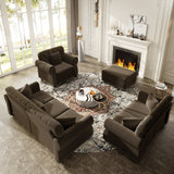 Upholstered Velvet Sofa with Nailhead Trim and Ottoman