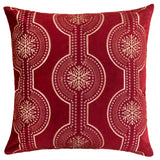 Red Holiday Embroidered Velvet Throw Pillow with Insert - Set of 2