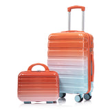 2 Pc PC Spinner Wheel Luggage Set with Lock - Gradient Blue Red