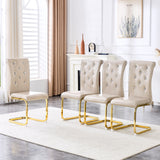 Set of 4 Retro Alligator Skin Dining Chairs, Beige Faux Leather with Crystal Buckles