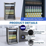 Beverage Refrigerator Cooler 4.4 Cu.Ft,145 Can Mini Fridge with Glass Door W58128SSH